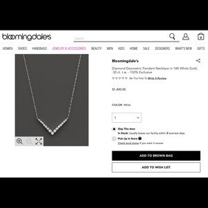 New! $1400 Bloomingdales 14k Diamond necklace